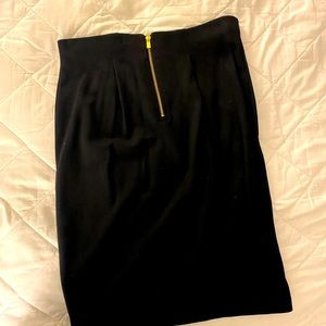 Black Pencil Skirt - Gold Back Zipper - Size 8
